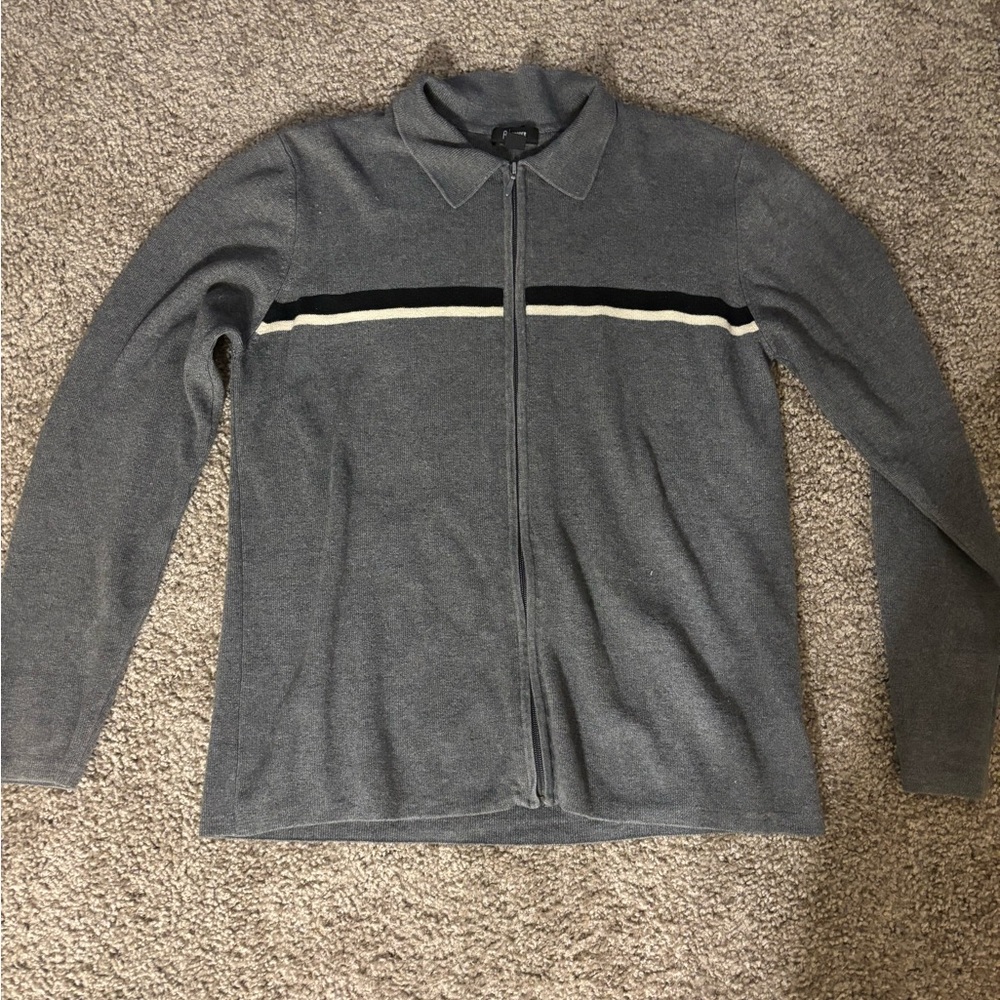 Gray Lightweight Zip-Up Jacket with Standing Collar